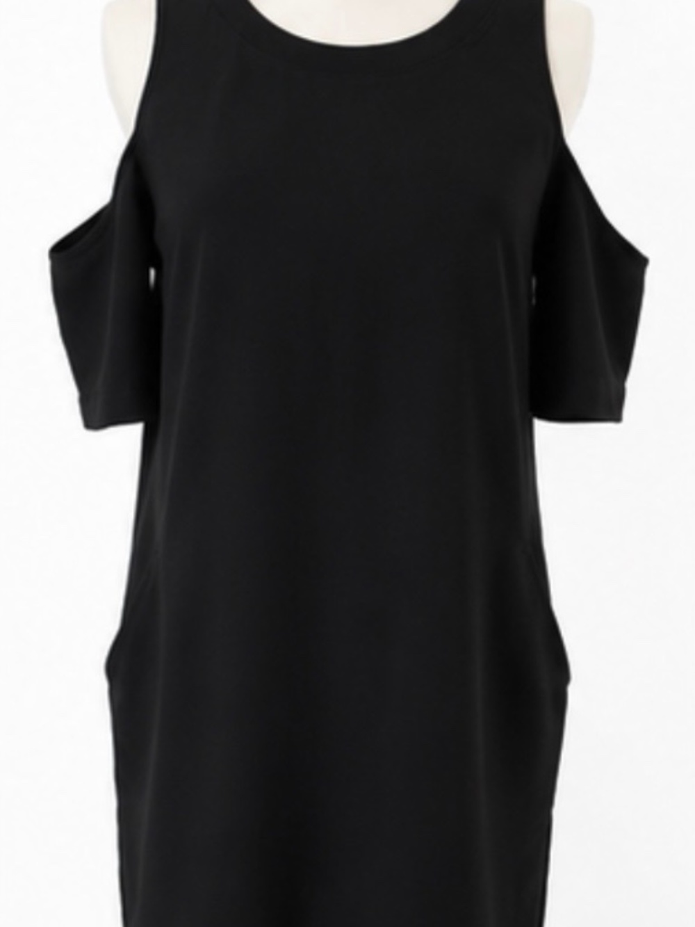 Calvin Klein Jeans Women Black Cold Shoulder Shift Mini Dress Pockets